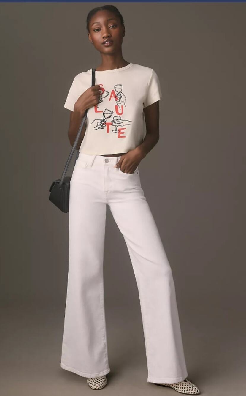 NWOT FRAME Palazzo High-Rise Wide-Leg White Jeans - 31 waist